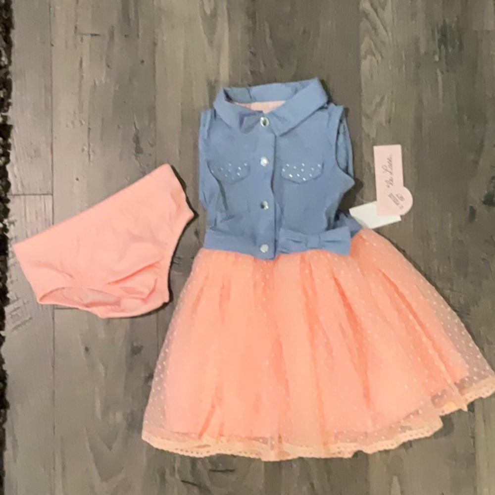 Tull dress with denim top